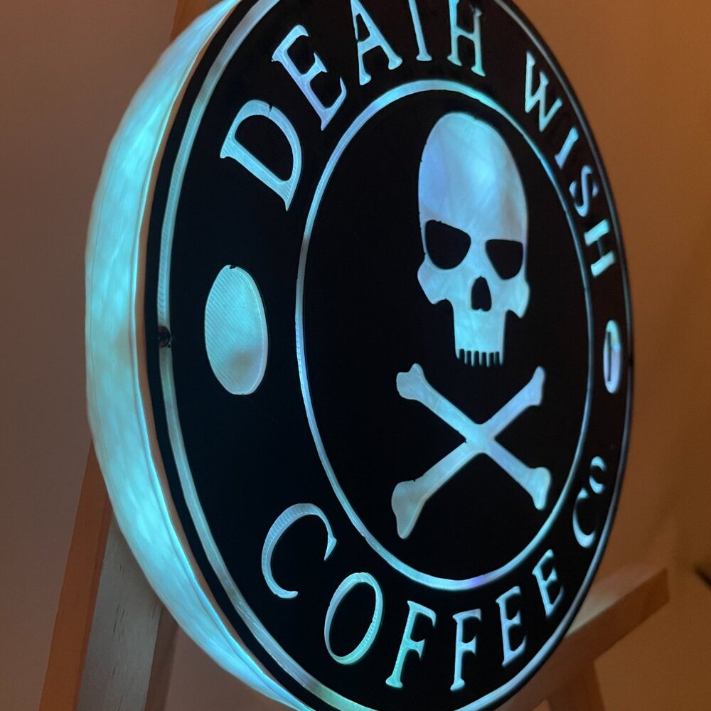 Death Wish Coffee 3D Printed wall Lamp with remote coffee lover edition - Picture 6 of 11